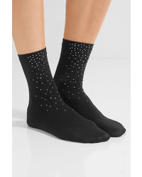 Wolford Ryssa Crystal Embellished Socks Black