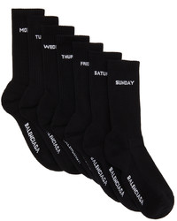 Balenciaga Seven Pack Black Logo Socks