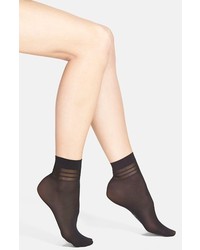 Kensie Sheer Opaque Stripe Ankle Socks