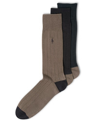 Polo Ralph Lauren Socks Soft Touch Ribbed Heel Toe 3 Pack
