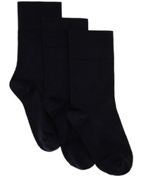 Wolford Three Pack Black Cotton Velvet Admiral Socks