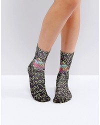 Asos X Mtv Squiggle Ankle Socks