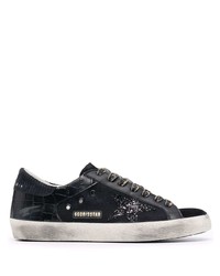 Black Star Print Canvas Low Top Sneakers