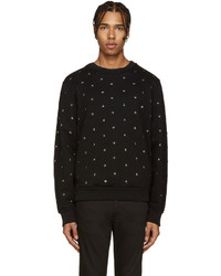Black Star Print Crew-neck Sweater
