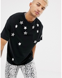 ASOS DESIGN Oversized T Shirt With Star Print And Embellisht