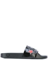 Black Star Print Flat Sandals