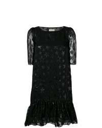 Black Star Print Lace Shift Dress