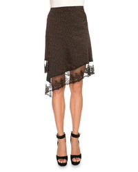 Givenchy Star Print Asymmetric Lace Hem Skirt Black