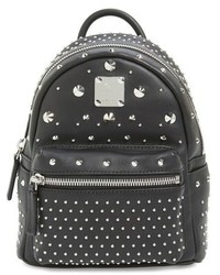 Black Star Print Leather Backpack