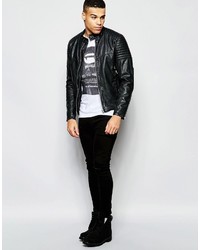 G Star G Star Faux Leather Biker Jacket Attacc In Black