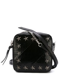 Black Star Print Leather Crossbody Bag