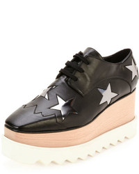 Black Star Print Leather Loafers