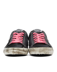 Golden Goose Black And Blue Canvas Sneakers