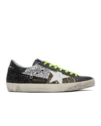 Golden Goose Black And Silver Glitter Sneakers