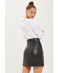 Topshop Star Studed Leather Mini Skirt