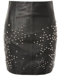 Topshop Star Studed Leather Mini Skirt