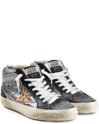 Golden Goose Deluxe Brand Golden Goose Glitter And Leather Mid Star Sneakers