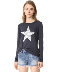 Black Star Print Long Sleeve T-shirt