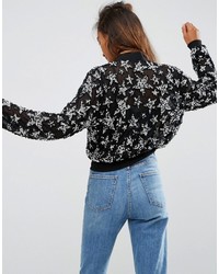 Asos Star Sequin Cropped Bomber Jacket