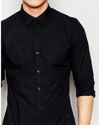 G Star G Star Shirt Core Slim Fit Stretch Poplin In Black