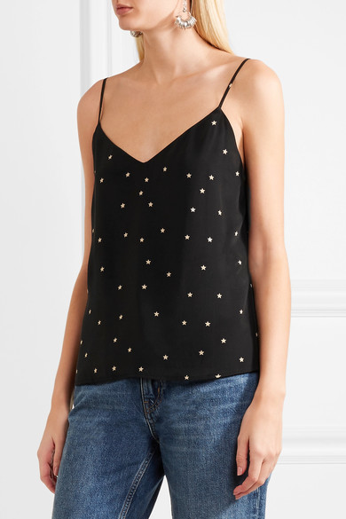 L'Agence Jane Star Print Washed Silk Camisole Black, $195, NET-A-PORTER.COM