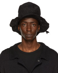 Black Straw Bucket Hat