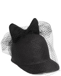 Federica Moretti Bow And Veil Panama Straw Baseball Hat