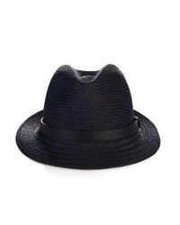 Gucci Straw Fedora And Leather Trilby
