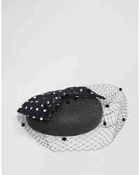 Helene Berman Straw Hat With Silver Mesh Bow