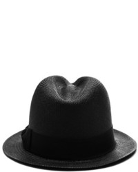 Sensi Studio Adrian Frayed Bow Straw Hat In Black