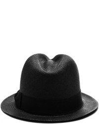 Sensi Studio Adrian Frayed Bow Straw Hat In Black