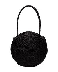SENSI STUDIO Sensi Black Circle Woven Straw Shoulder Bag