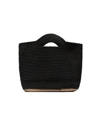 SENSI STUDIO Sensi Black Ribbon Tassel Straw Basket Bag