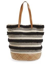 Sole Society Woven Bottom Tote Blue