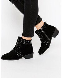 Daisy Street Black Studded Ankle Boots