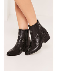 Missguided Black Star Studded Ankle Boots