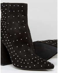 Missguided Studded Pointed Toe Heeled Ankle Boots