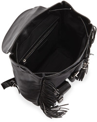 Saint Laurent Vitello Calfskin Studded Fringe Backpack Black