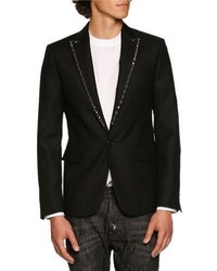 DSQUARED2 Studded Lapel Single Button Blazer Black