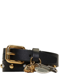 Alexander McQueen Black Studded Safety Pin Double Wrap Bracelet
