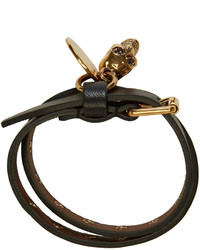 Alexander McQueen Black Studded Skull Double Wrap Bracelet