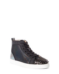 Black Studded Canvas High Top Sneakers