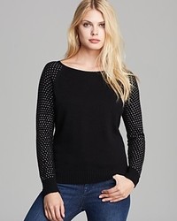DKNYC Studded Sleeve Pullover Sweater