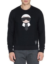 Fendi Karlito Studded Crewneck Sweatshirt Black