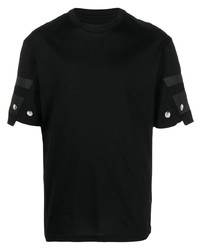 Les Hommes Studded Sleeve Crew Neck T Shirt