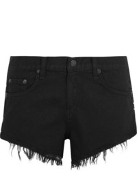 Rag & Bone Cut Off Studded Denim Shorts Black