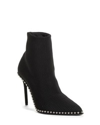 Black Studded Elastic Ankle Boots