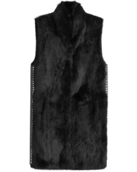 Black Studded Fur Vest