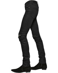 Saint Laurent 15cm Studded Leather Patch Denim Jeans