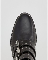 Asos Asher Leather Studded Ankle Boots